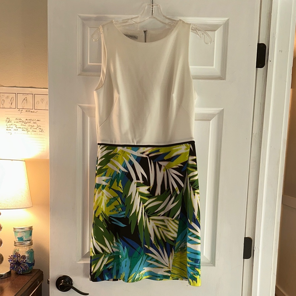 Maggy London Leaf Print Mini Dress - Cream, Green, Blue, Black